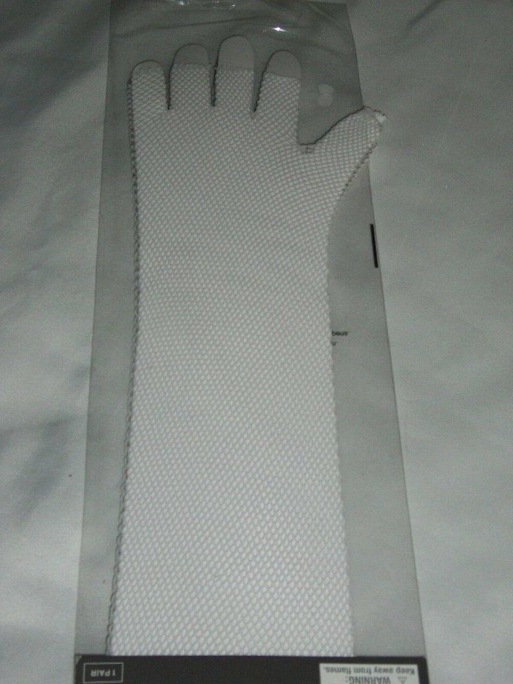 Halloween White Fish Net Gloves Fingerless Elbow Length 80s Costume Theater